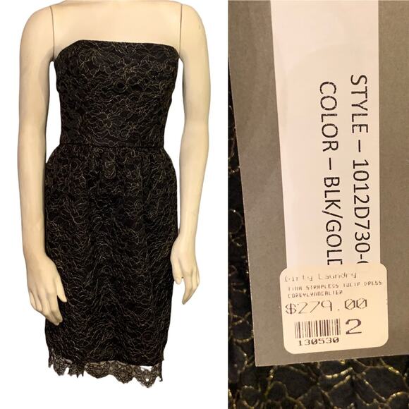 Corey Lynn Calter Black Gold Lace Wiggle Dress sz 2 NWT new $279 Prom Formal - Picture 1 of 11